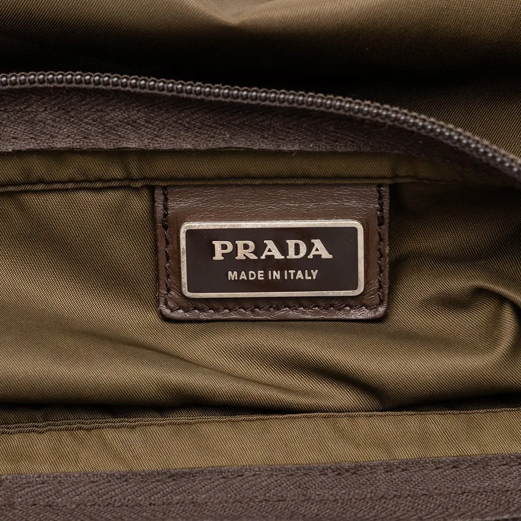 Prada Tessuto Zip Top Crossbody Brown Polyamide Very good - Box View