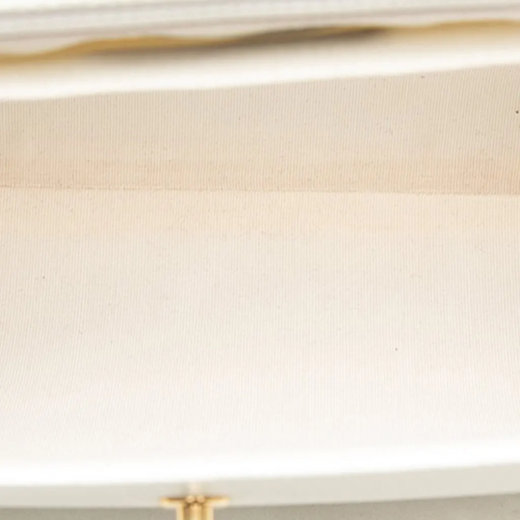 Chanel CC Caviar Kelly Wood Top Handle Bag White Leather Good - Model View