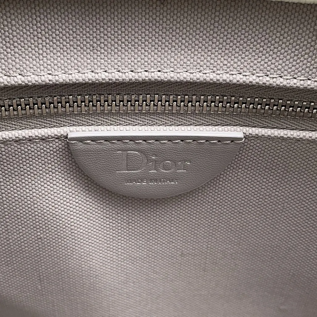 Dior Mini Oblique Embroidered Canvas Lace Book Tote Silver Very good - Box View