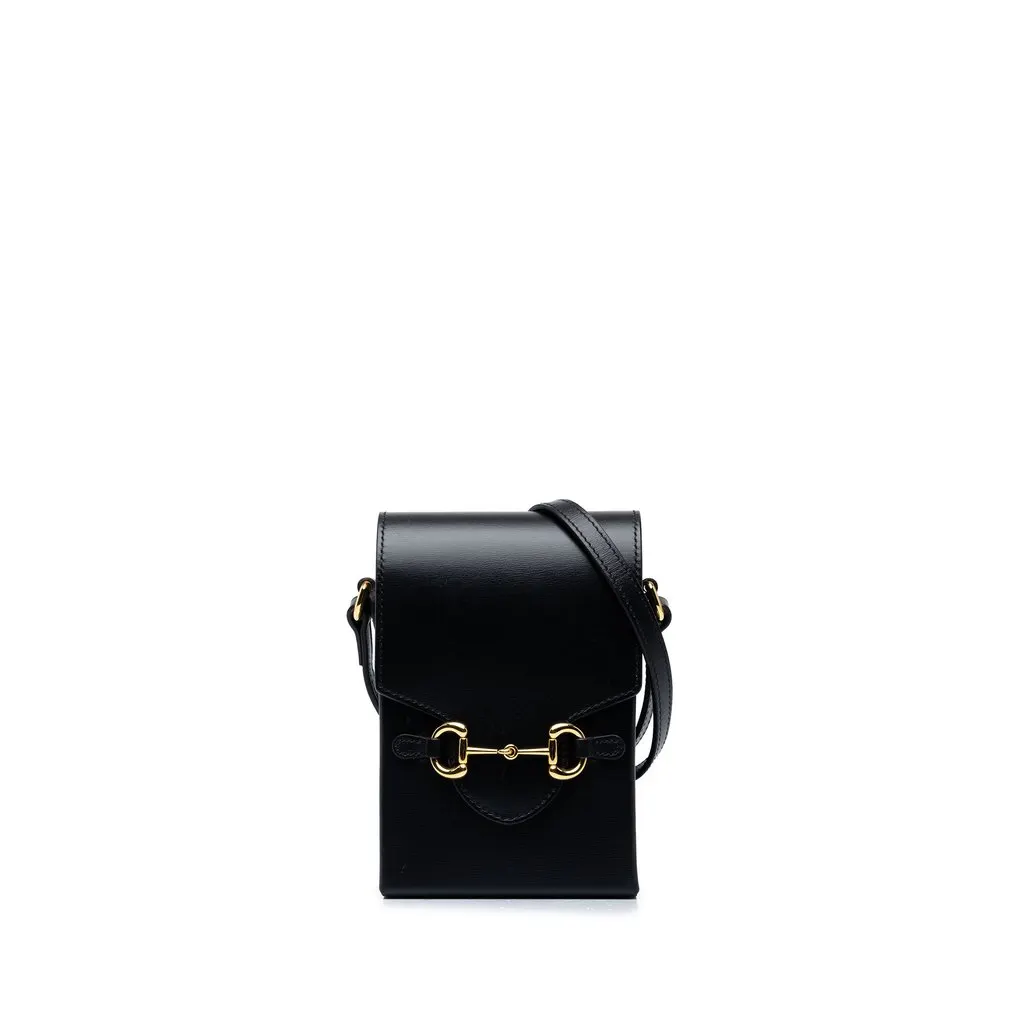 Gucci Mini Leather Horsebit 1955 Crossbody Black Leather Very good - Front View