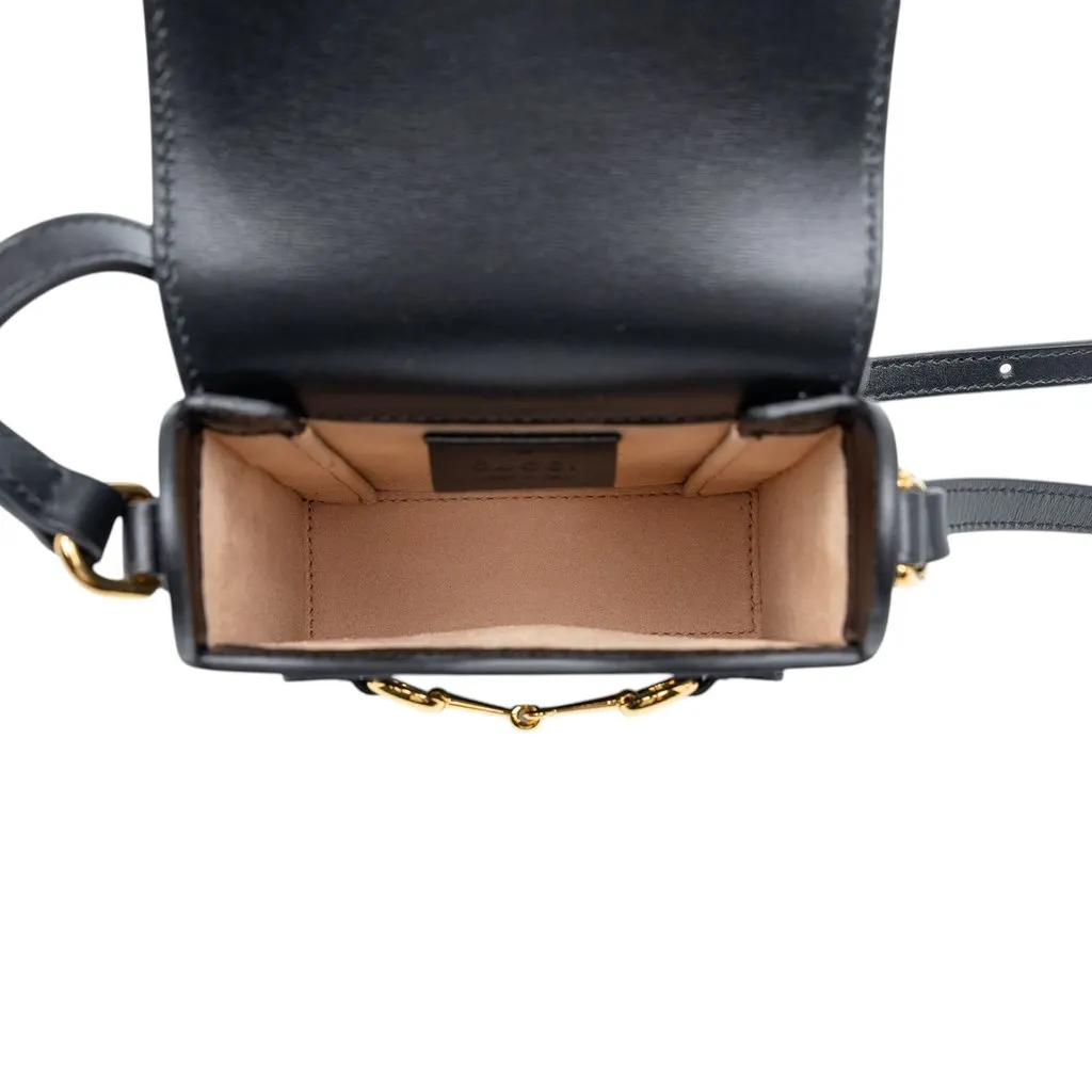 Gucci Mini Leather Horsebit 1955 Crossbody Black Leather Very good - Model View