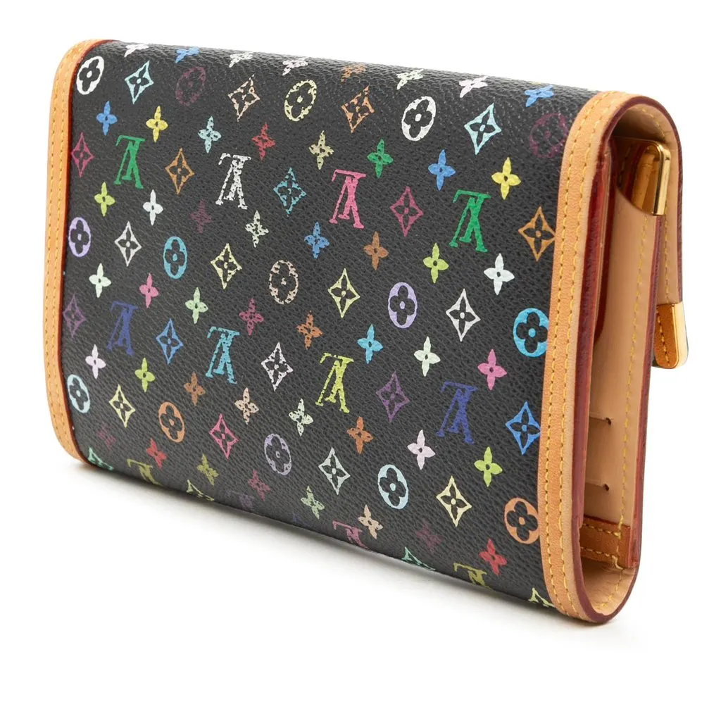 Louis Vuitton Monogram Multicolor Porte Tresor International Wallet Black Canvas Very good - Back View