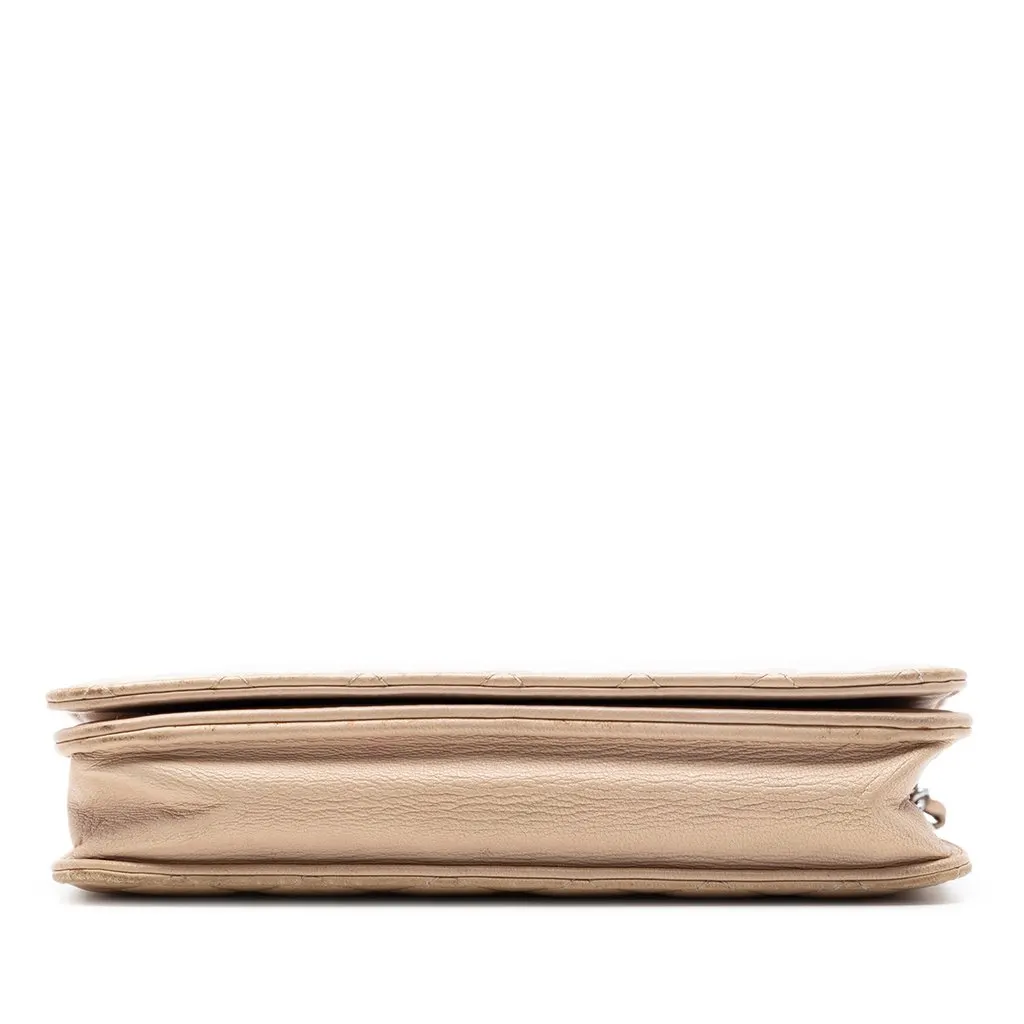 Chanel CC Quilted Lambskin Diamond Wallet On Chain Beige Leather Very good - Inside View