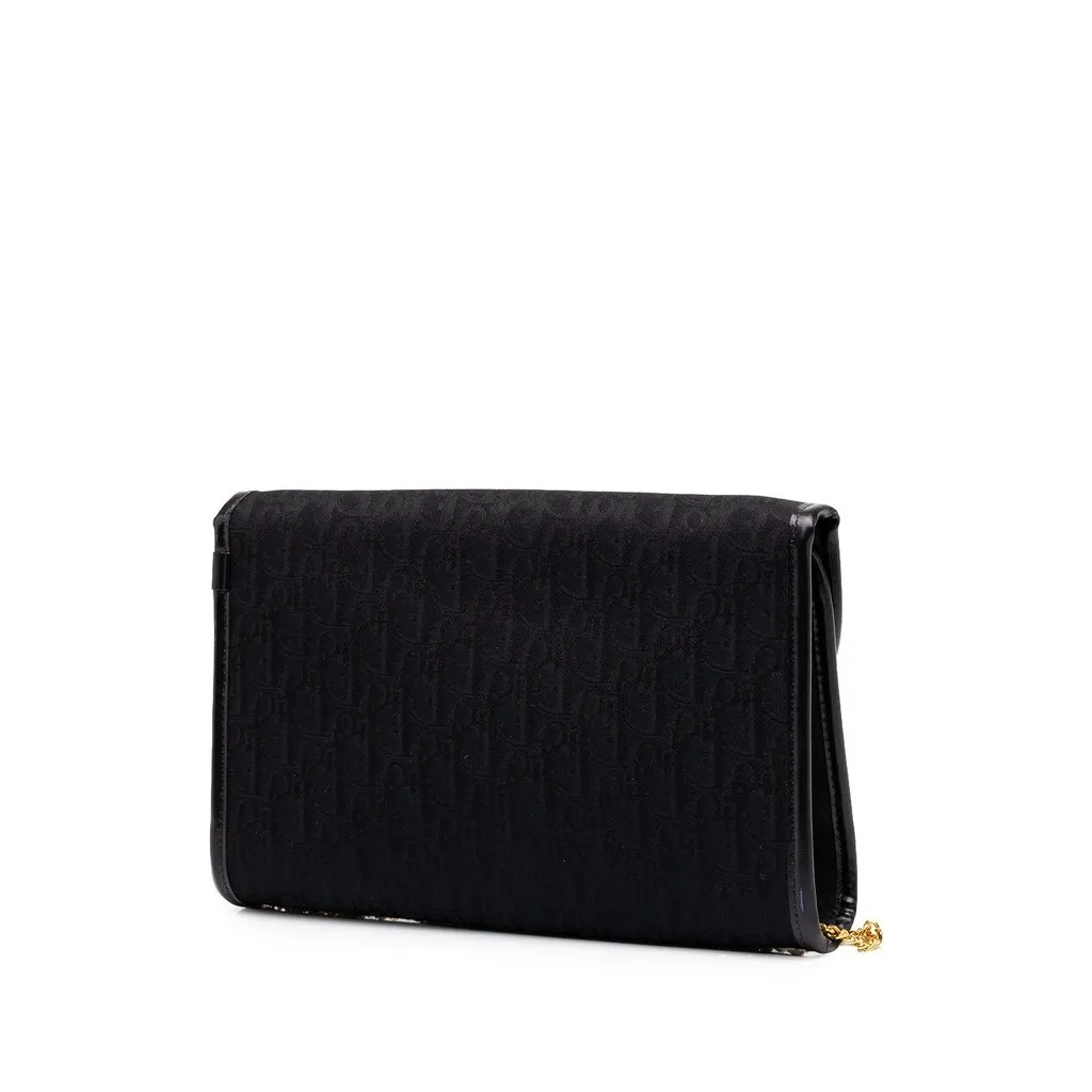 Dior Oblique Canvas Chain Shoulder Bag Black Canvas Good - Back View