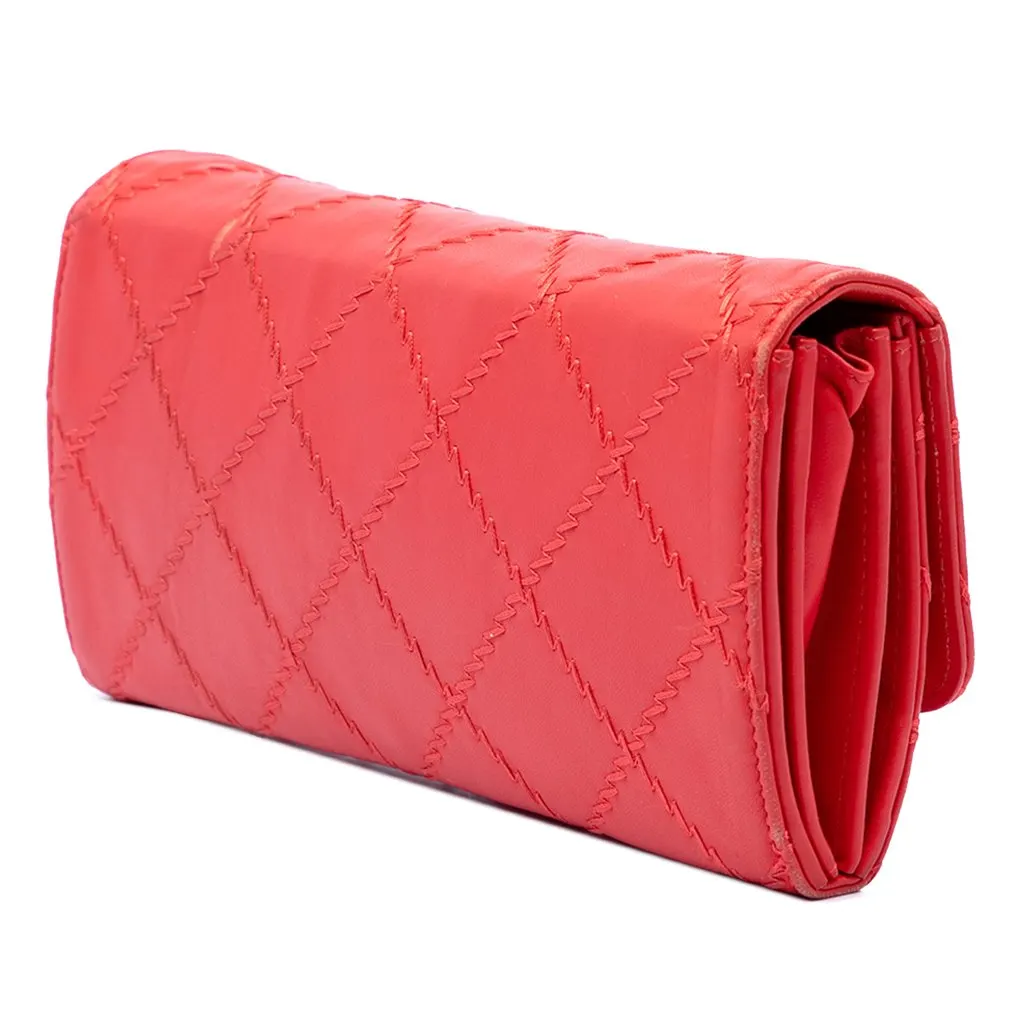 Chanel CC Quilted Lambskin Ultimate Stitch Wallet On Chain Red Leather Very good - Back View