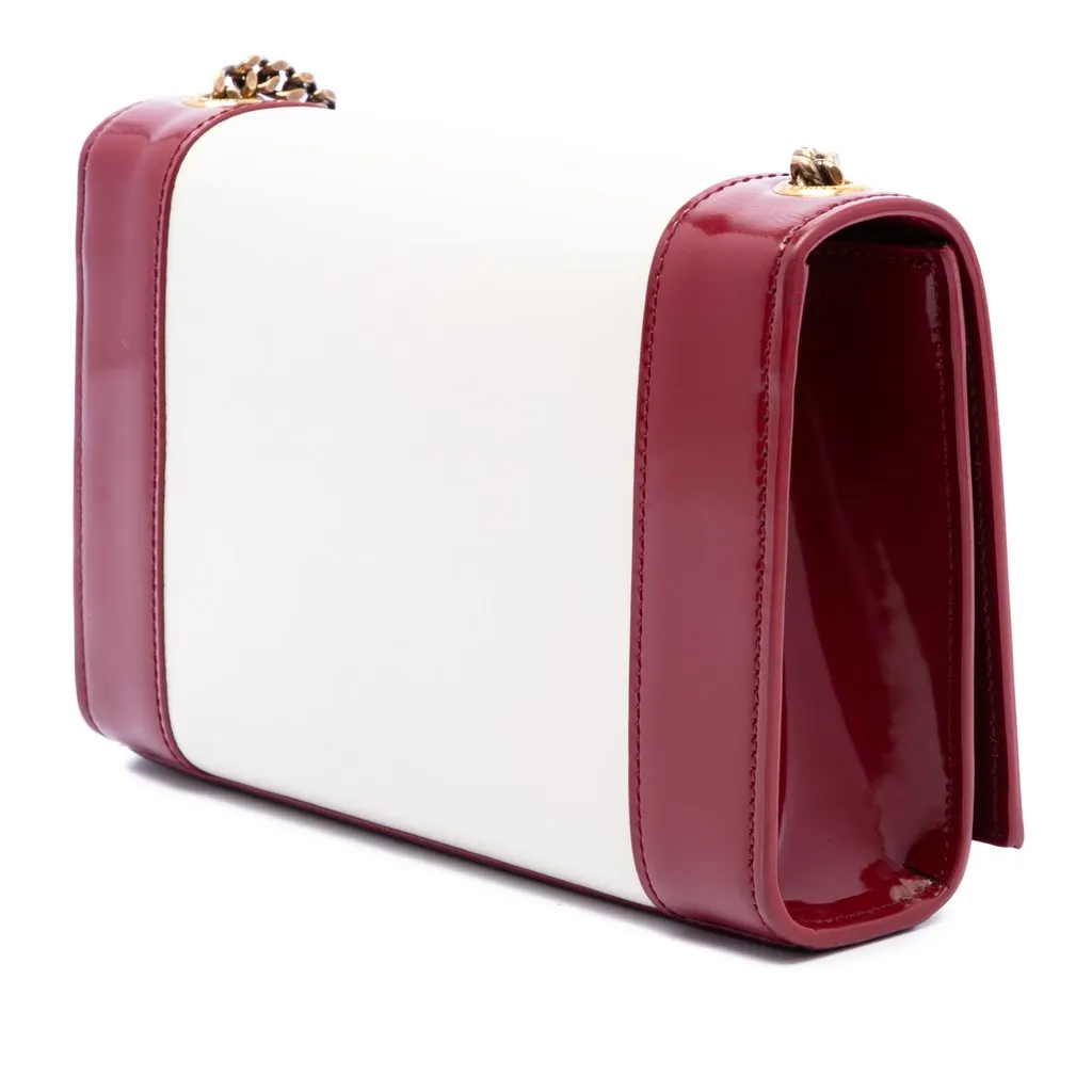 Saint Laurent Small Bicolor Lambskin and Patent Monogram Kate Chain Shoulder Bag White Leather Very good - Back View