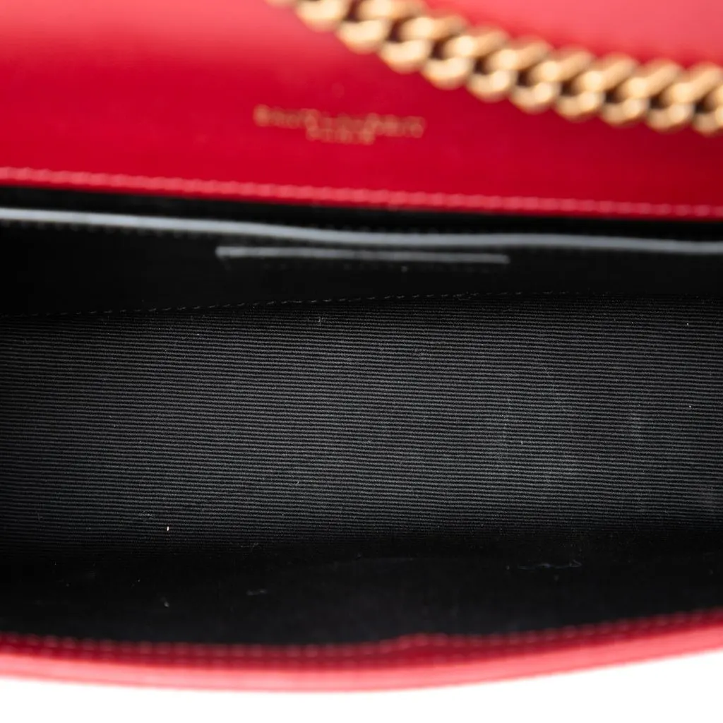 Saint Laurent Small Bicolor Lambskin and Patent Monogram Kate Chain Shoulder Bag White Leather Very good - Model View