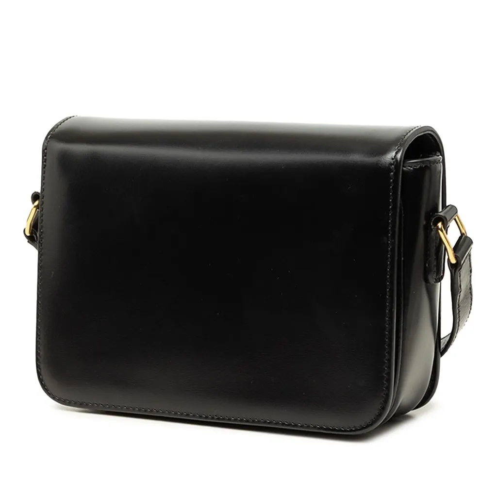 Celine Teen Shiny Calfskin Triomphe Crossbody Black Leather Very good - Back View
