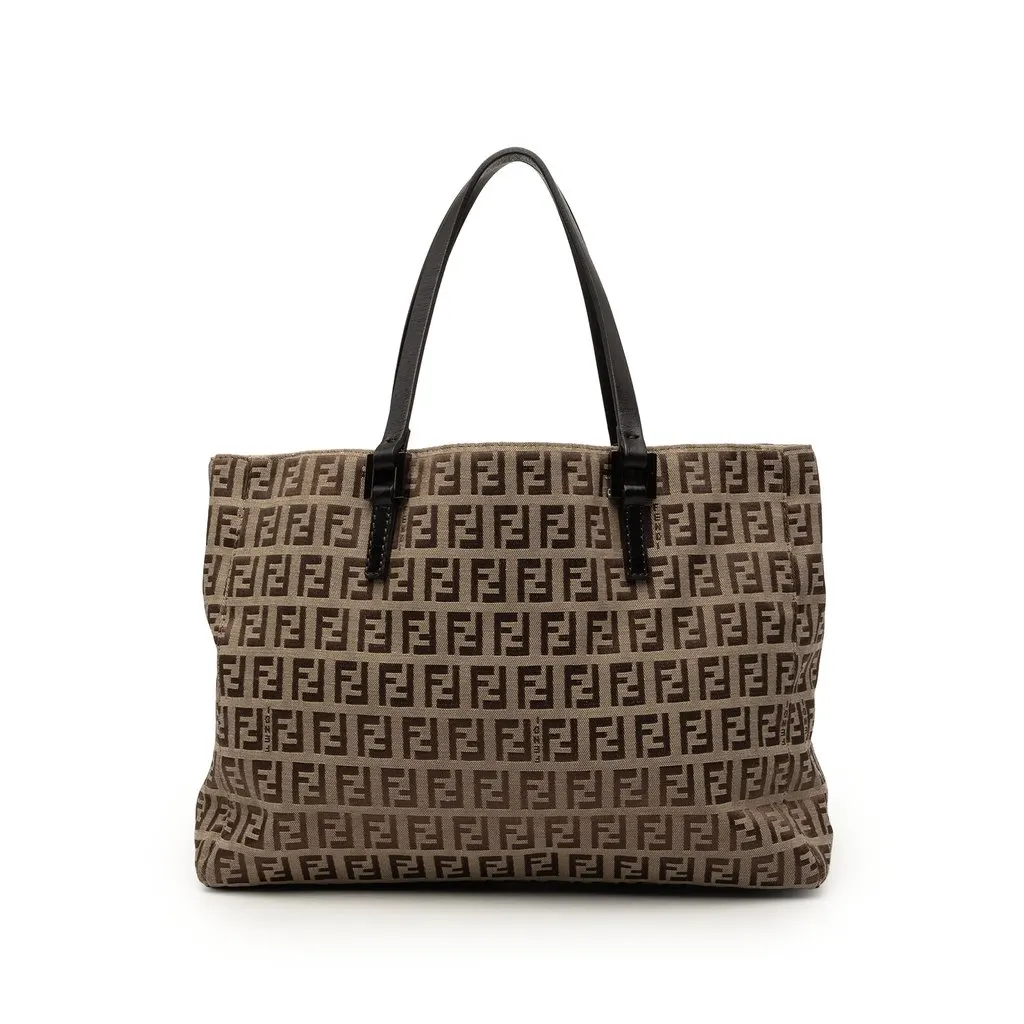 Fendi Zucchino Canvas Tote Beige Very good - Front View