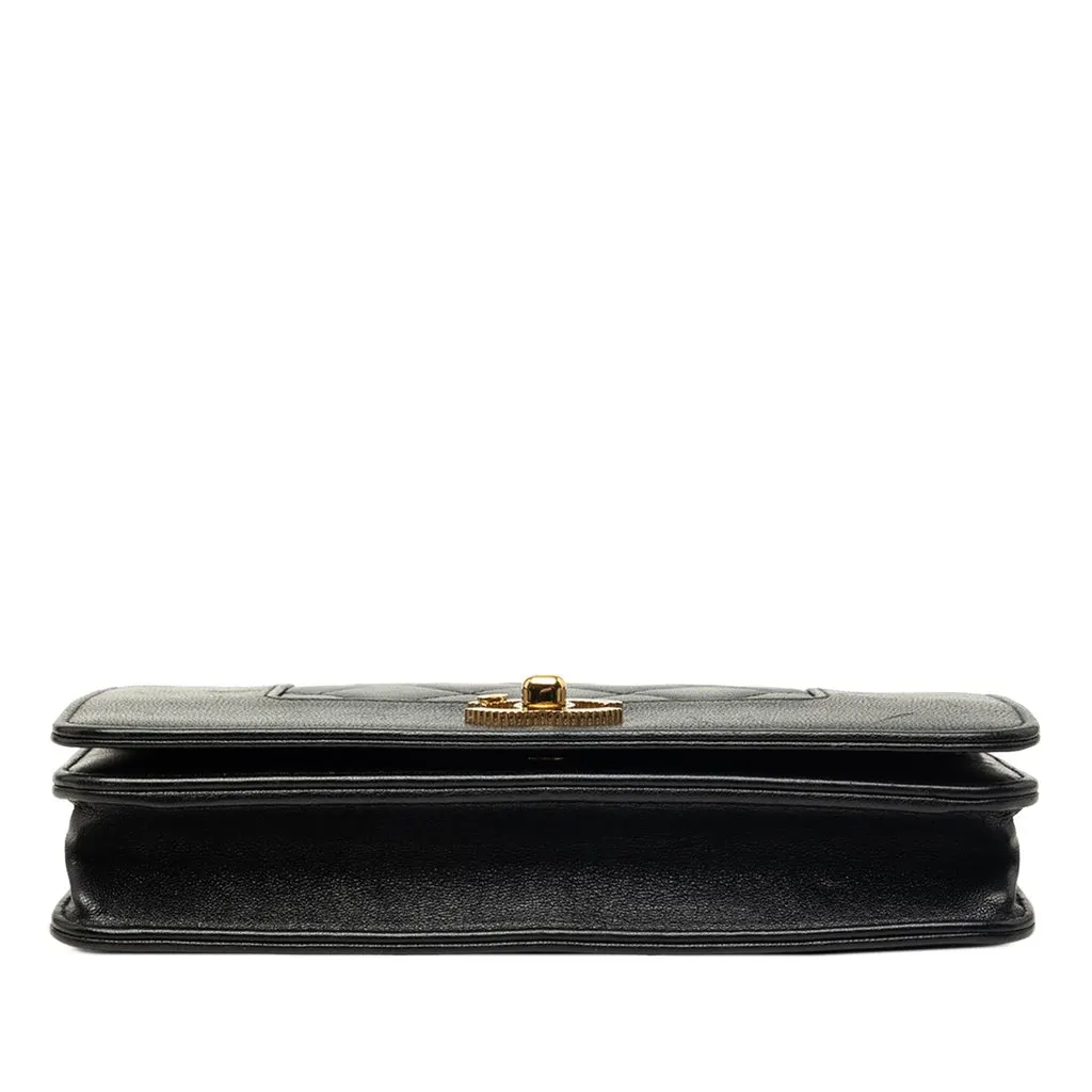 Chanel Quilted Lambskin Mademoiselle Wallet on Chain Black Leather Very good - Inside View