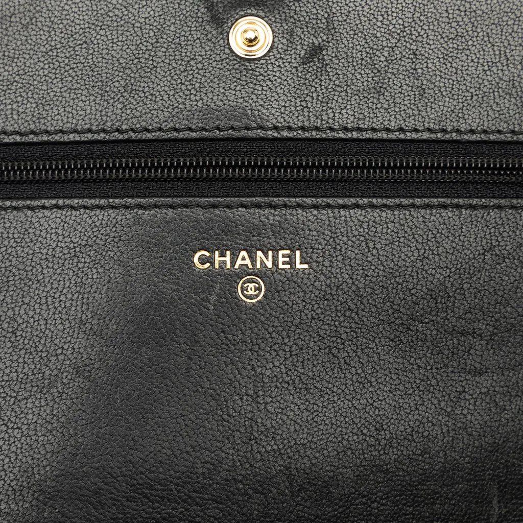 Chanel Quilted Lambskin Mademoiselle Wallet on Chain Black Leather Very good - Box View
