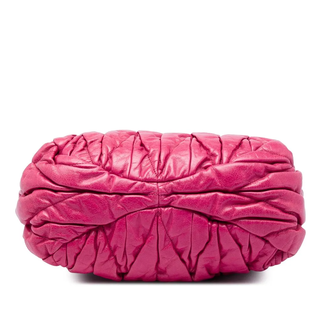 Miu Miu Matelasse Lambskin Coffer Satchel Pink Leather Good - Inside View