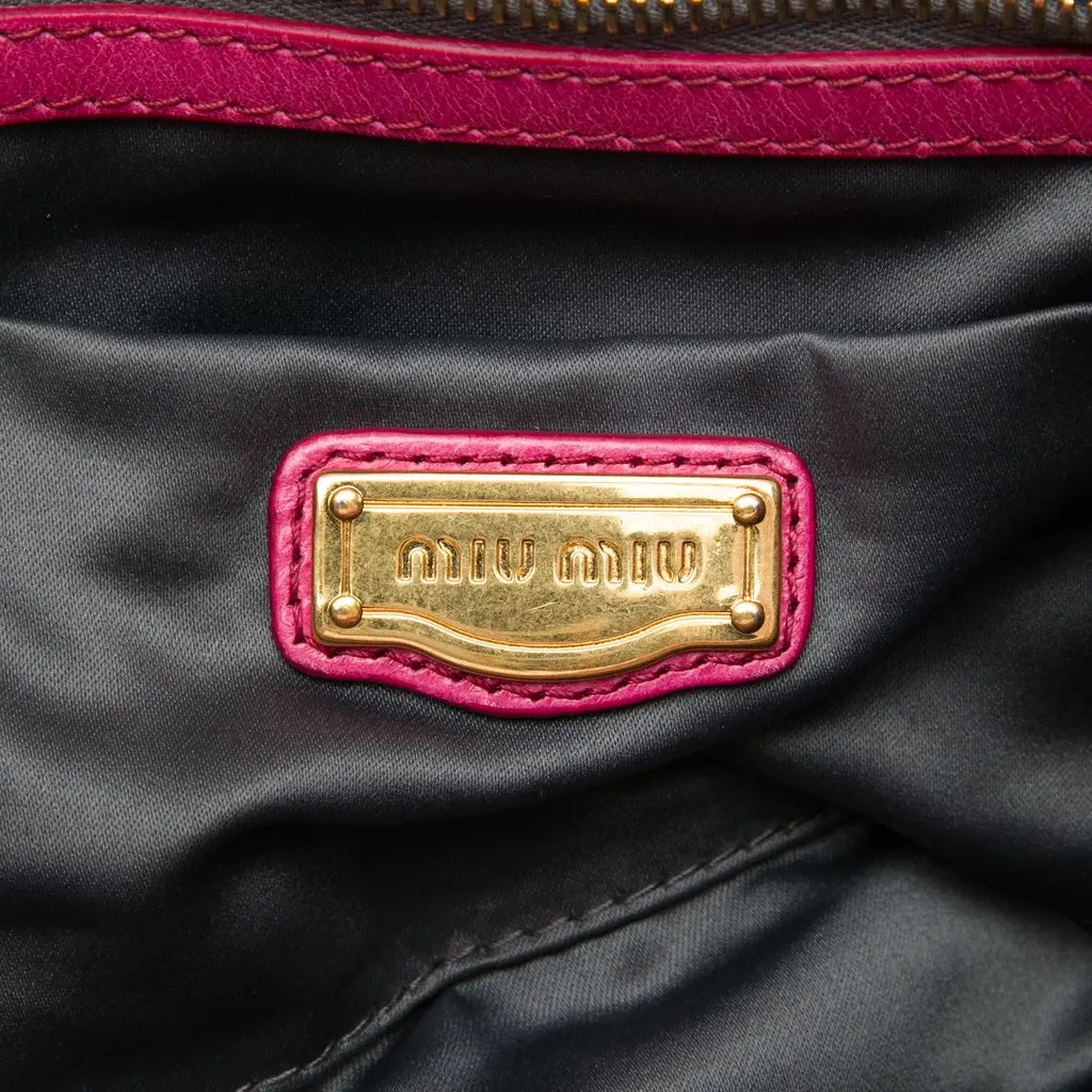 Miu Miu Matelasse Lambskin Coffer Satchel Pink Leather Good - Box View
