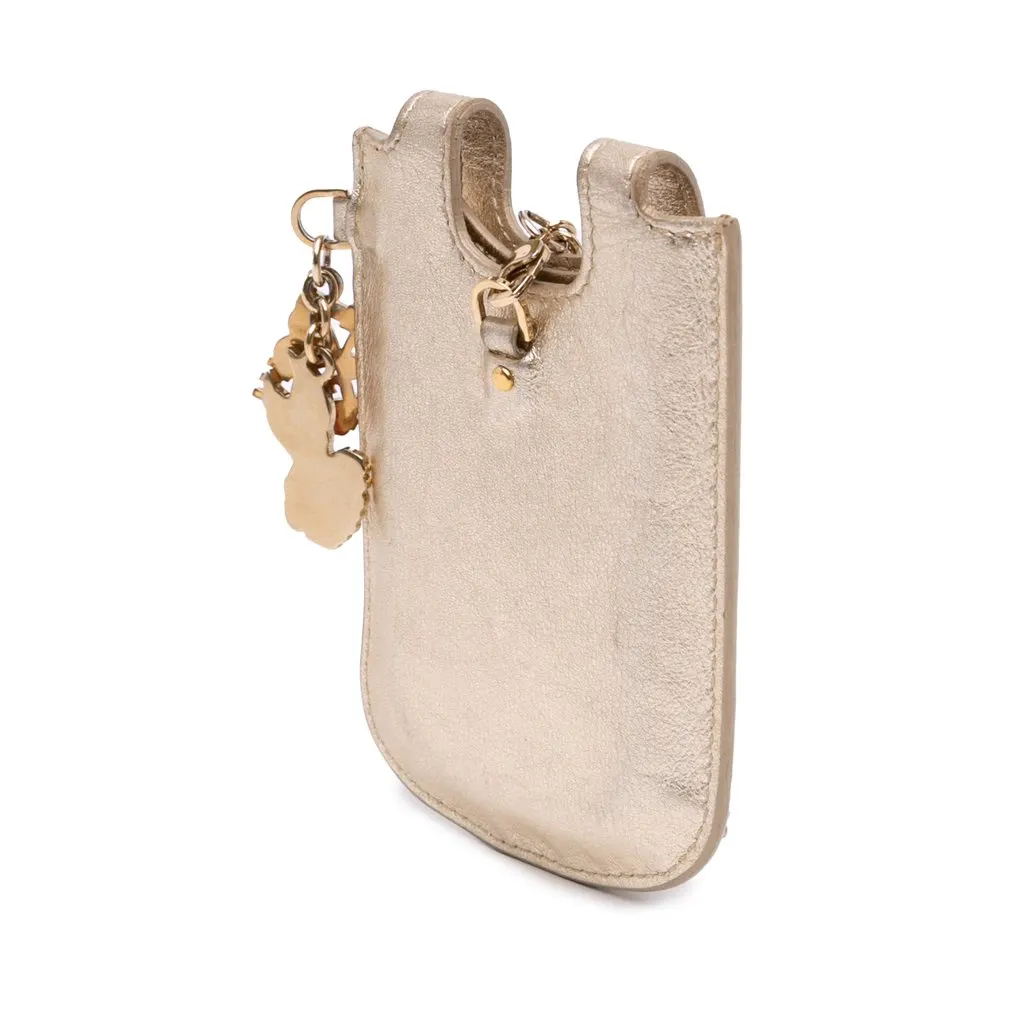 Versace Metallic Leather La Medusa Chain Lipstick Holder Gold Leather Good - Back View