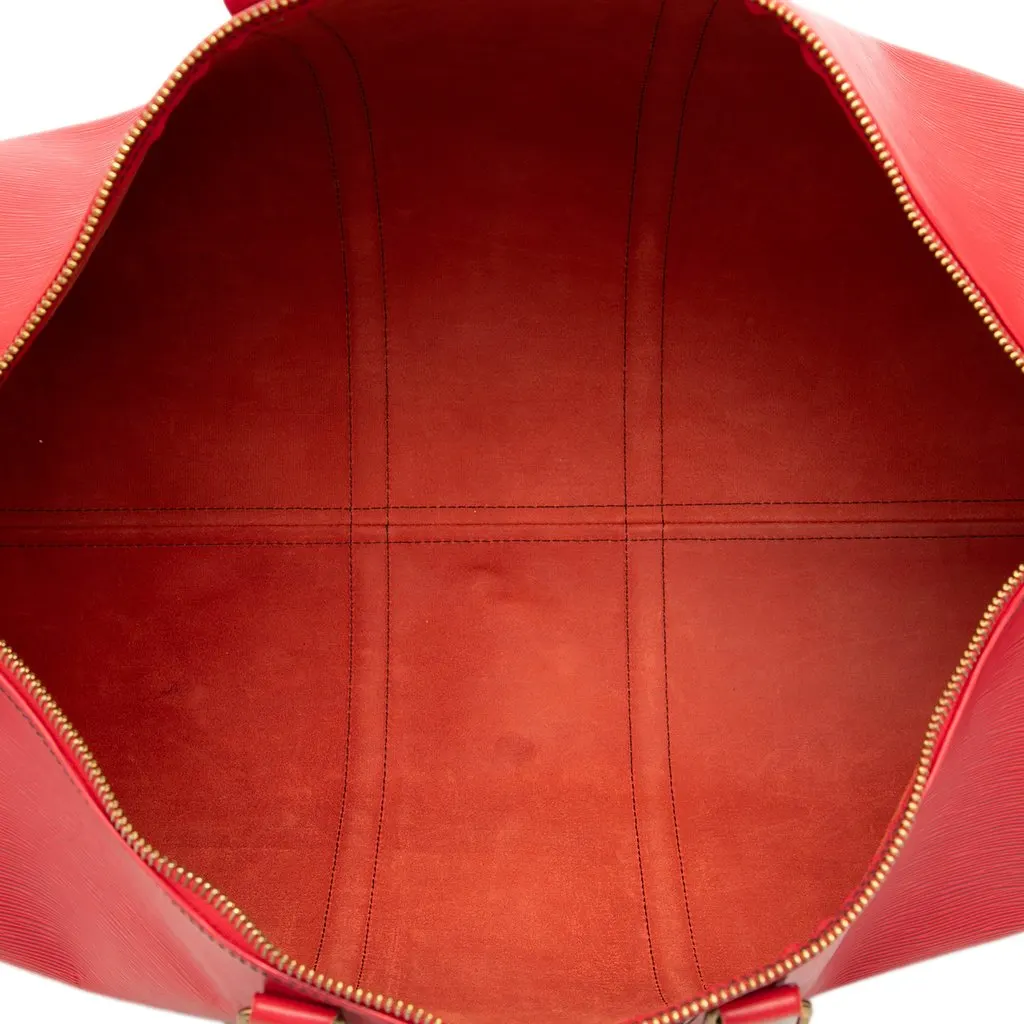 Louis Vuitton Epi Keepall 55 Red Leather Good - Model View