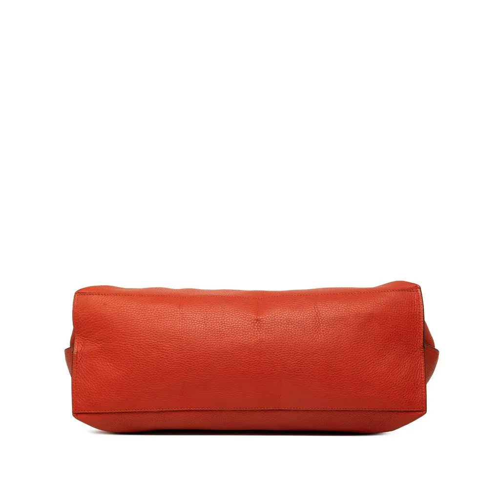 Gucci Large Calfskin Bamboo Daily Satchel Orange Leather Good - Inside View