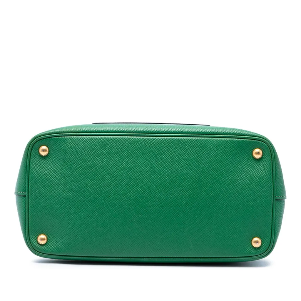 Prada Saffiano Cuir Front Pocket Convertible Tote Green Leather Good - Inside View