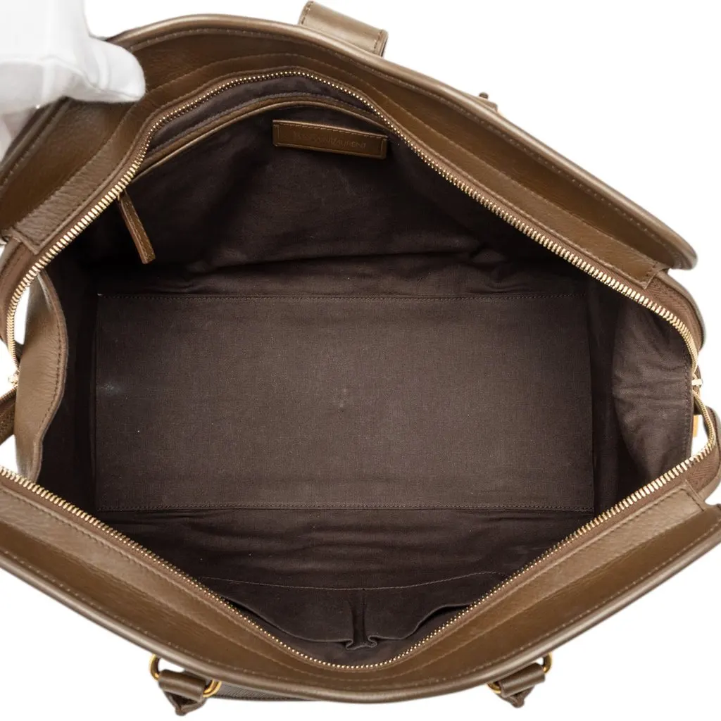 Saint Laurent Medium Perforated Metallic Leather Cabas Chyc Tote Gold Leather Very good - Model View