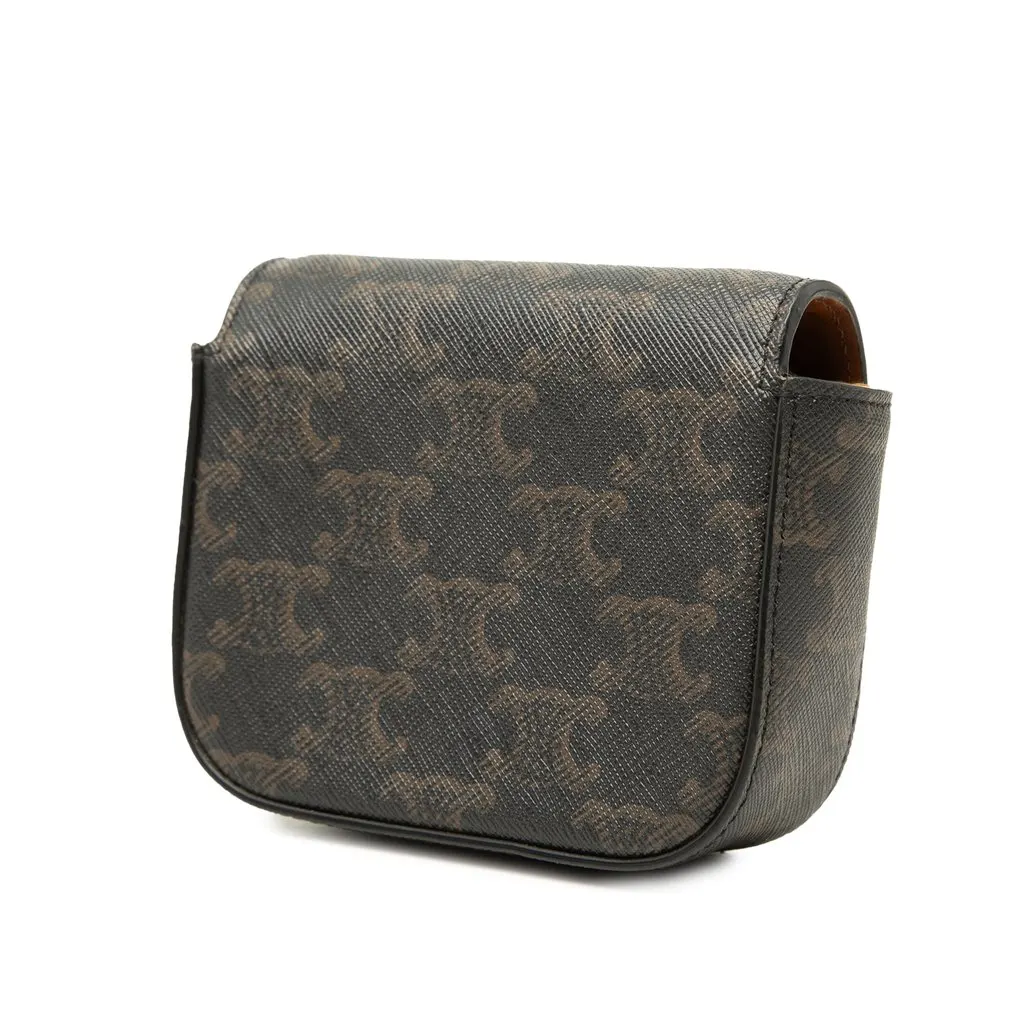 Celine Mini Triomphe Coated Canvas Claude Crossbody Brown Canvas Very good - Back View