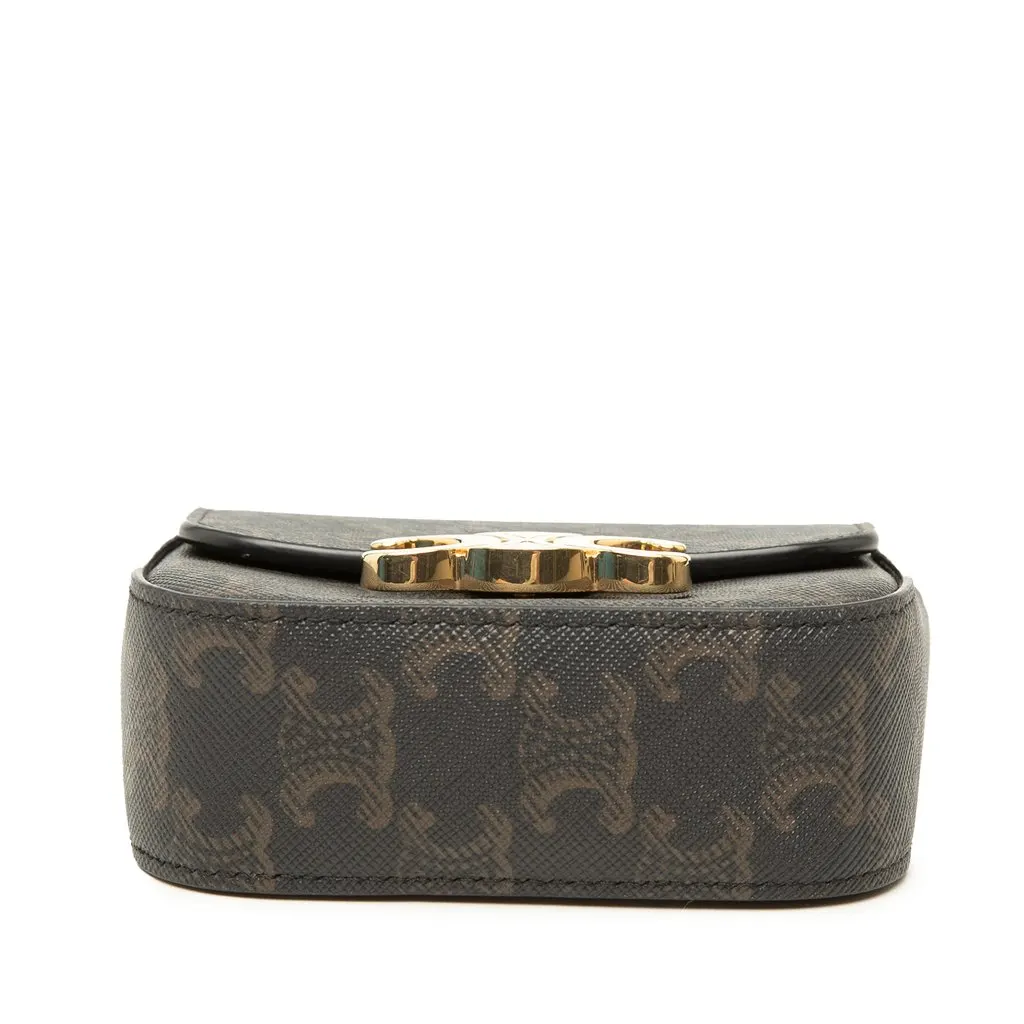 Celine Mini Triomphe Coated Canvas Claude Crossbody Brown Canvas Very good - Inside View