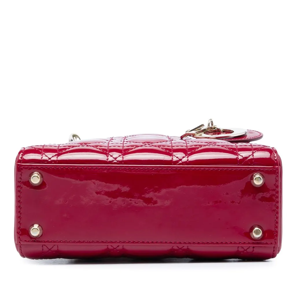 Dior Mini Patent Cannage Lady Dior Red Leather Very good - Inside View