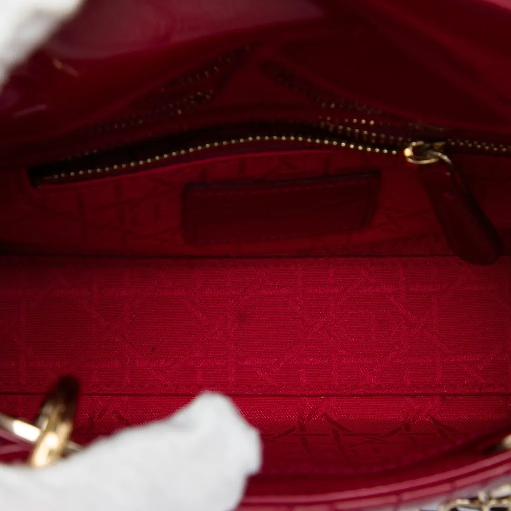 Dior Mini Patent Cannage Lady Dior Red Leather Very good - Model View