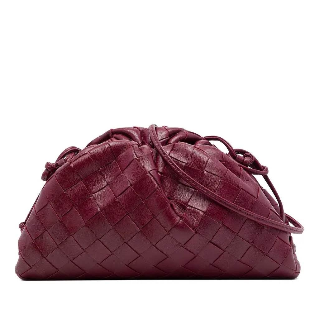Bottega Veneta Nappa Intrecciato The Mini Pouch Crossbody Red Leather Very good - Front View
