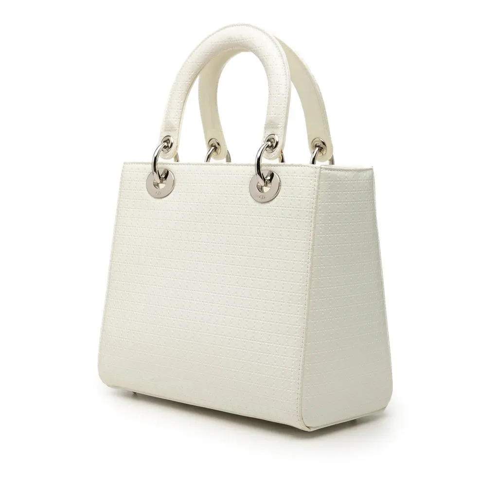 Dior Medium Patent Microcannage Lady Dior White Leather Very good - Back View