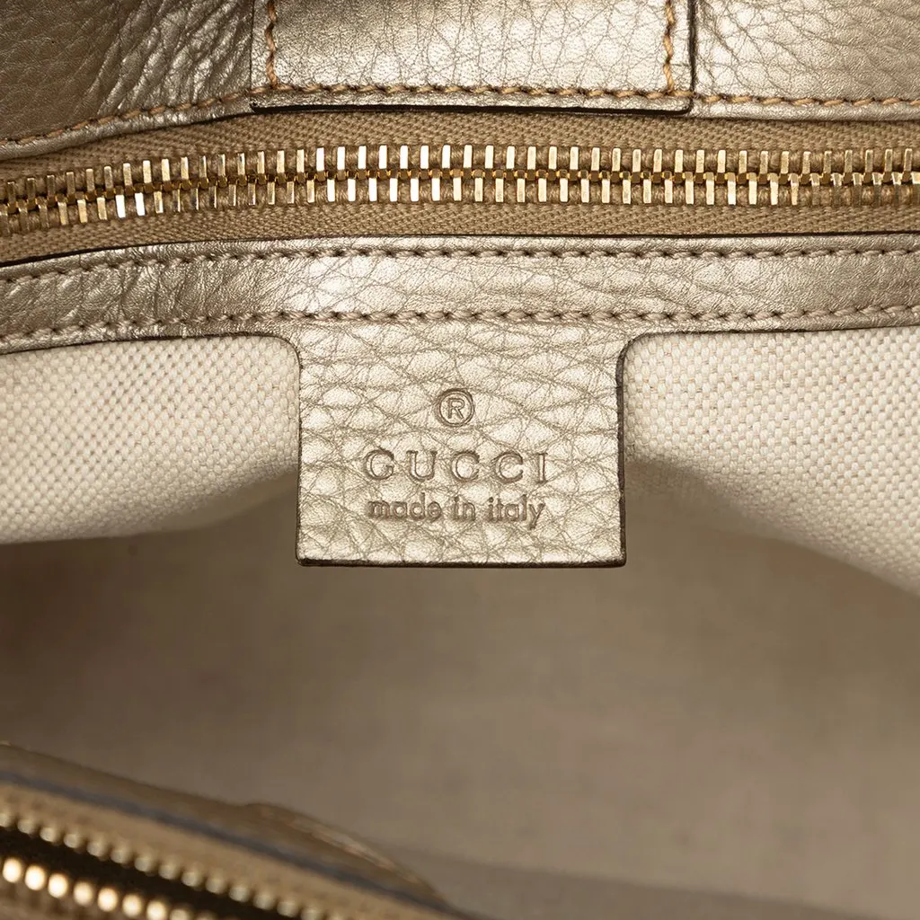 Gucci Medium Calfskin Bamboo Shopper Satchel Gold Leather Good - Box View