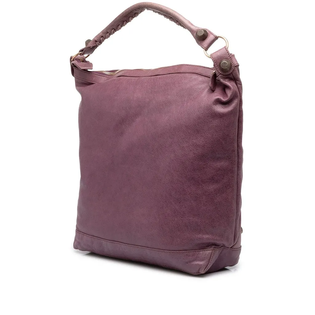 Balenciaga Lambskin Motocross Giant 21 Day Shoulder Bag Purple Leather Very good - Back View