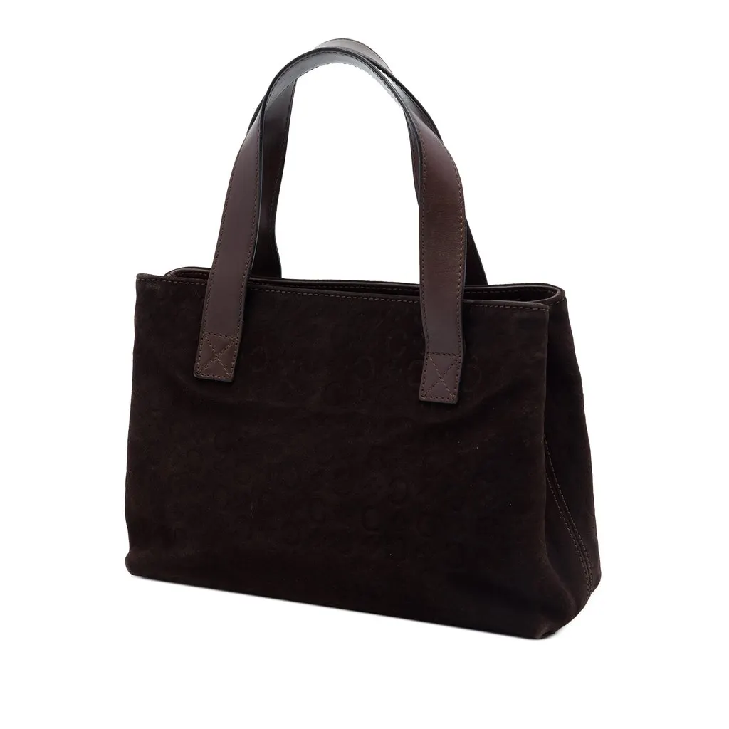Celine C Macadam Suede Handbag Brown Leather Very good - Back View