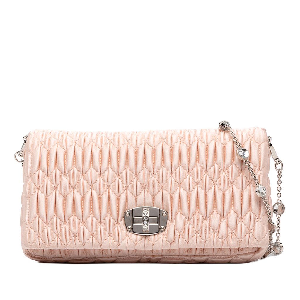 Miu Miu Matelasse Satin Crystal Chain | Libas Collective