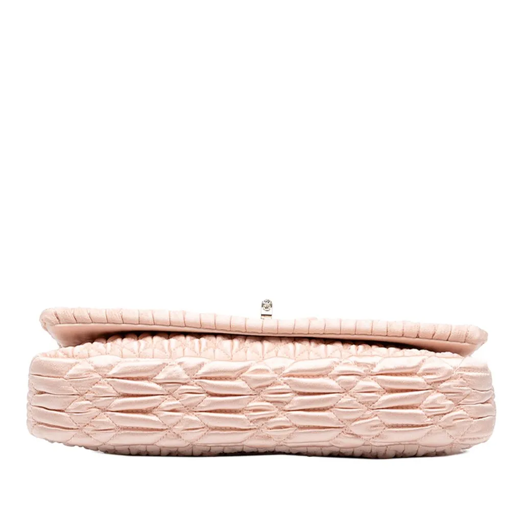 Miu Miu Matelasse Satin Crystal Chain Satchel Pink Satin Good - Inside View