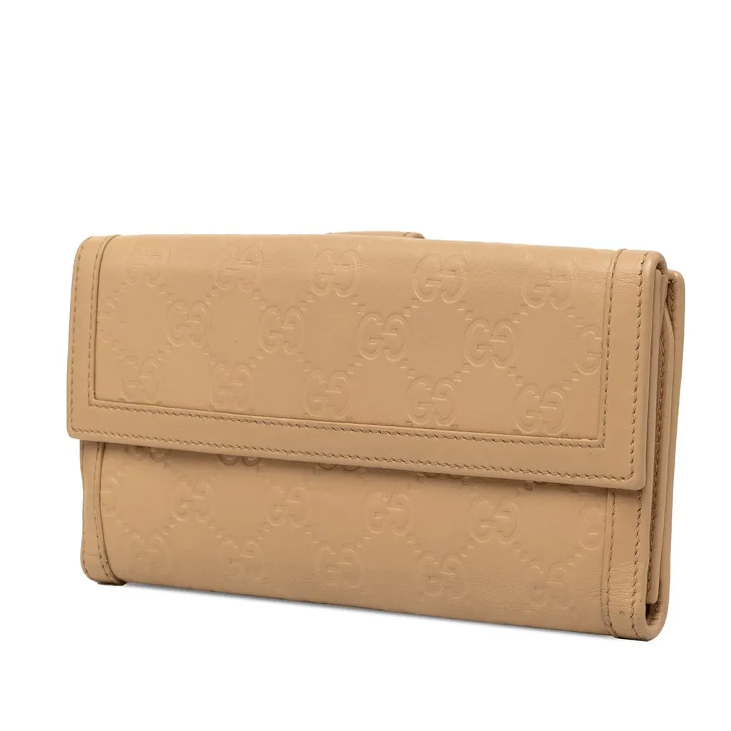 Gucci Guccissima Long Wallet Beige Leather Very good - Back View