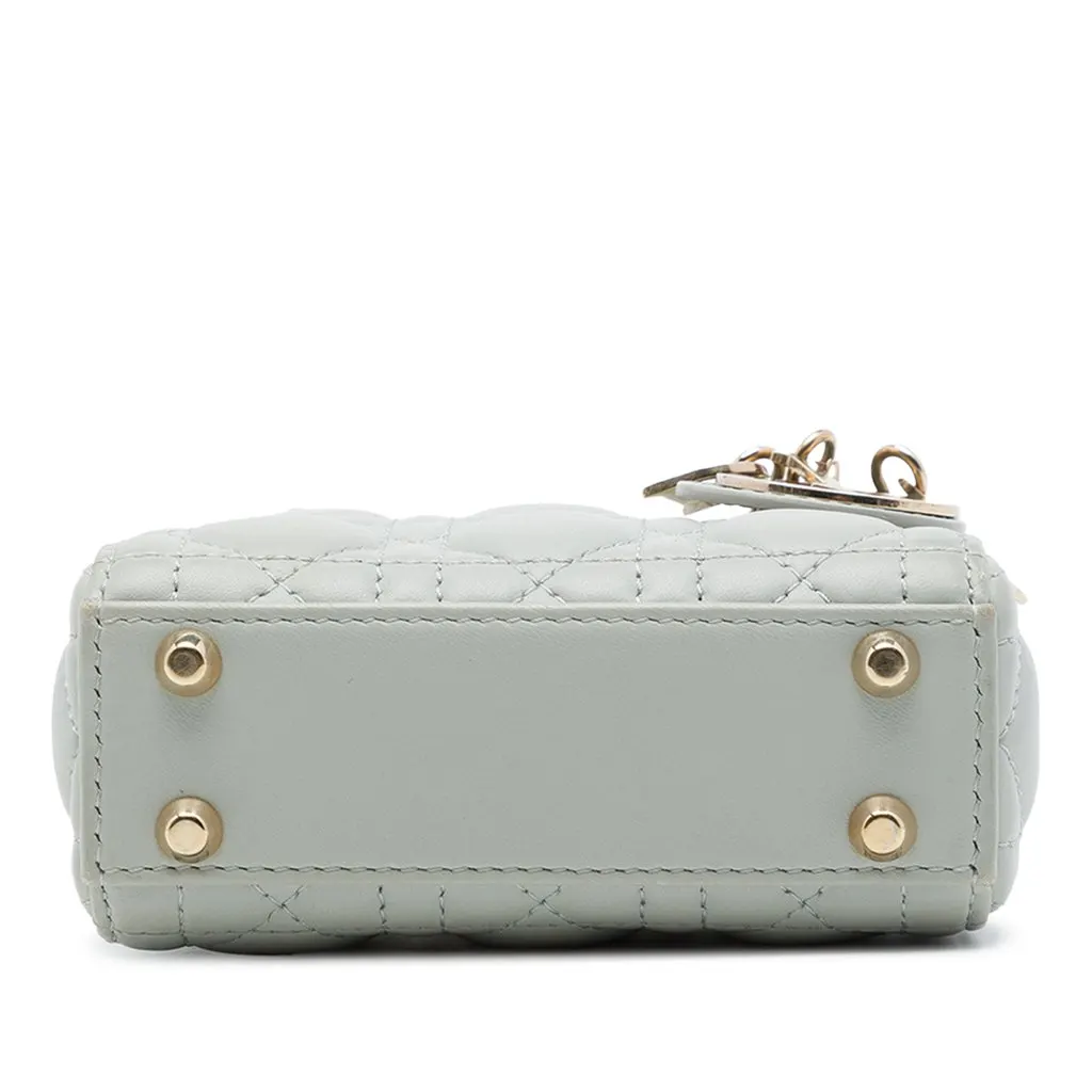 Dior Mini Lambskin Cannage Lady Dior Grey Leather Very good - Inside View