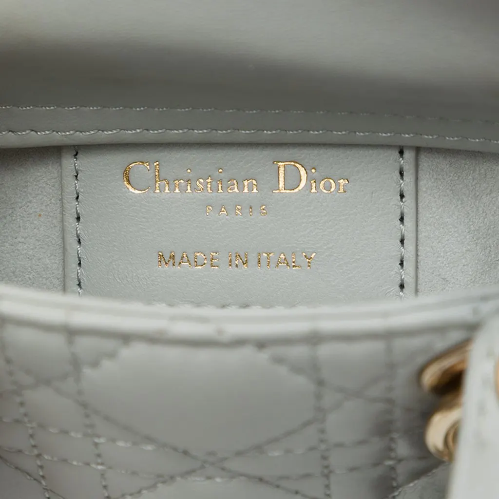 Dior Mini Lambskin Cannage Lady Dior Grey Leather Very good - Box View