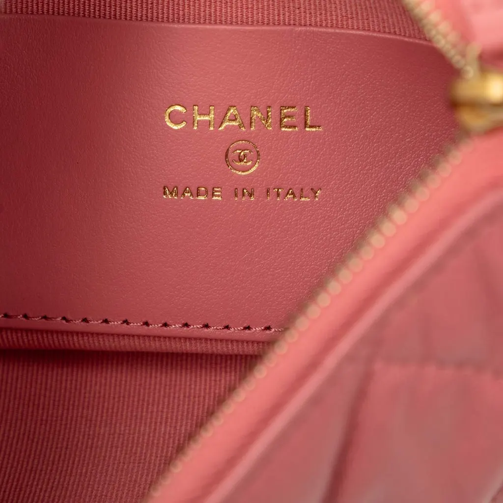 Chanel CC Quilted Lambskin Trendy Chain Around Hobo Pink Leather Very good - Box View