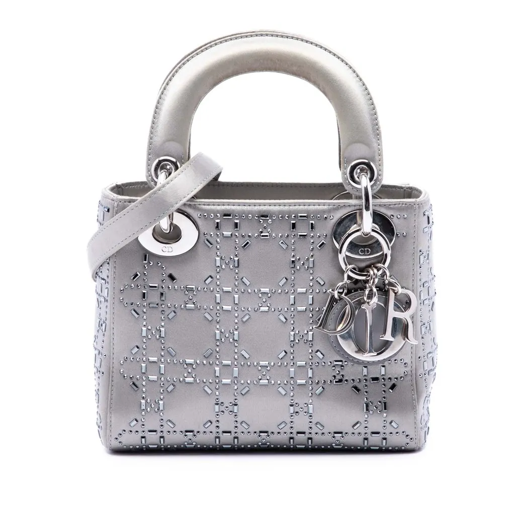 Dior Mini Satin Cannage Crystal Embellished Lady Dior MultiColor Very good - Front View