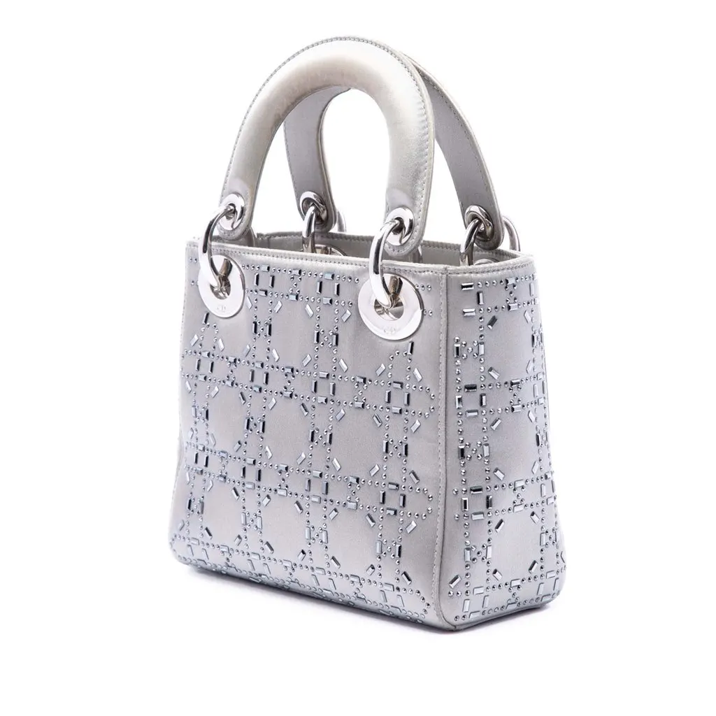 Dior Mini Satin Cannage Crystal Embellished Lady Dior MultiColor Very good - Back View