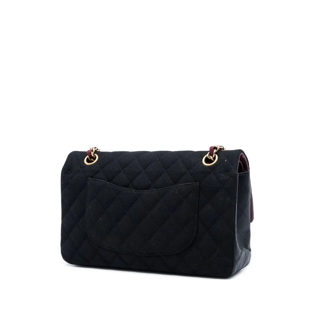 Chanel Paris Hamburg Medium Classic Jersey Coco Sailor Charms Double Flap Black Very good - Back View