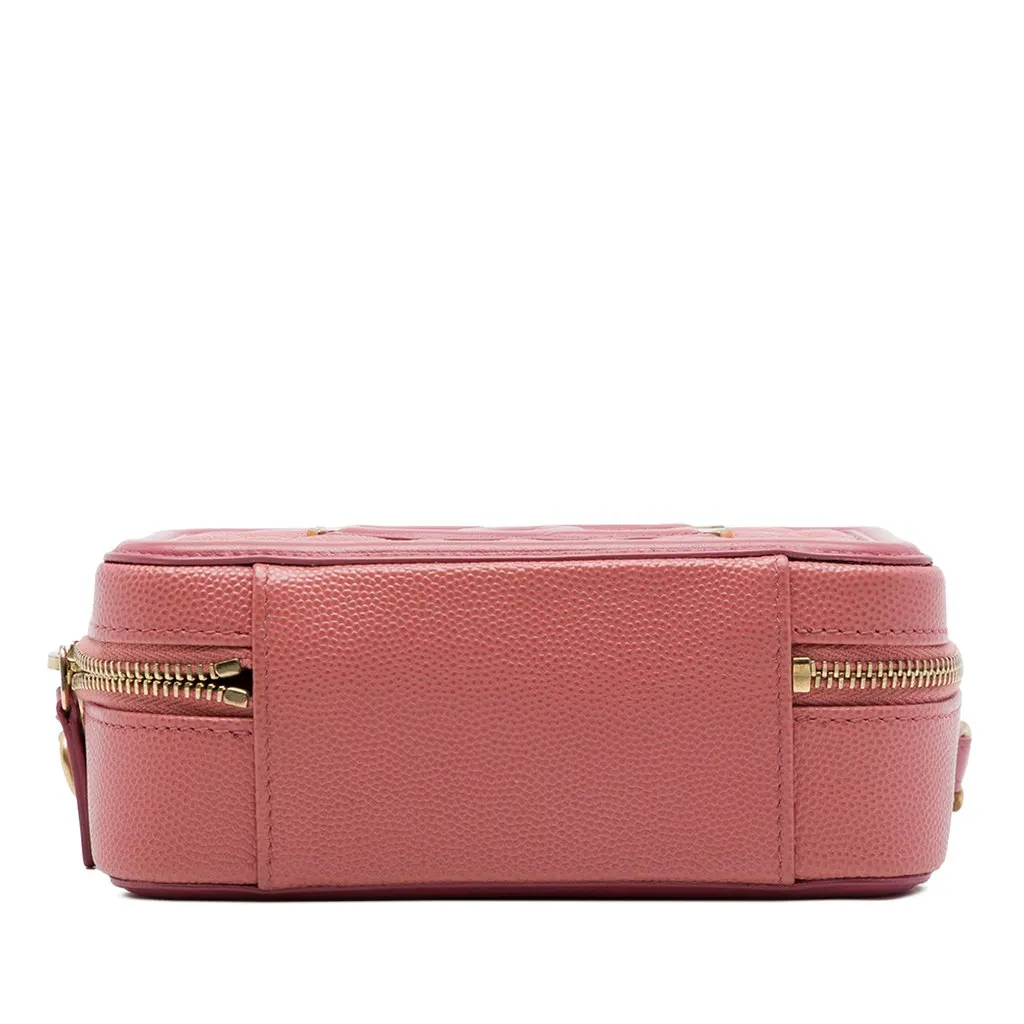 Chanel Caviar CC Filigree Vanity Clutch with Chain Pink Leather Very good - Inside View