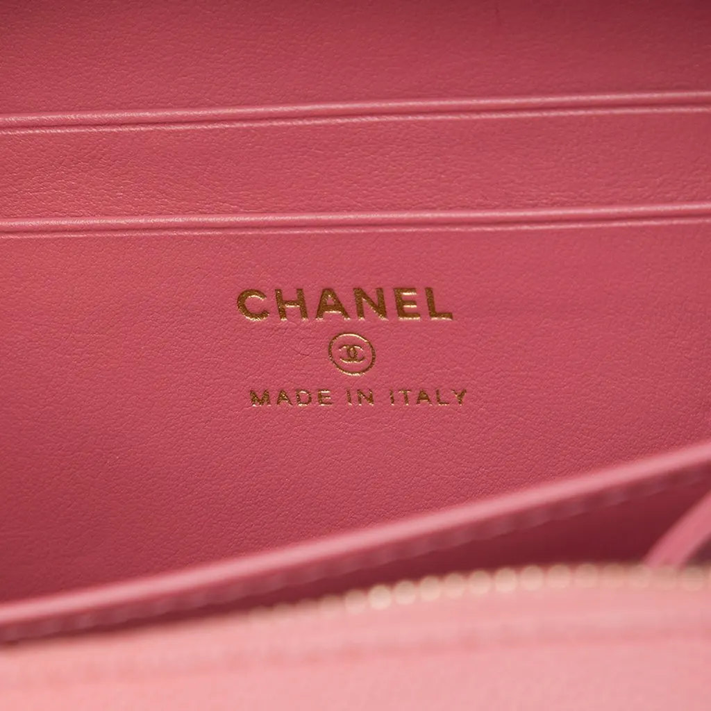 Chanel Caviar CC Filigree Vanity Clutch with Chain Pink Leather Very good - Box View