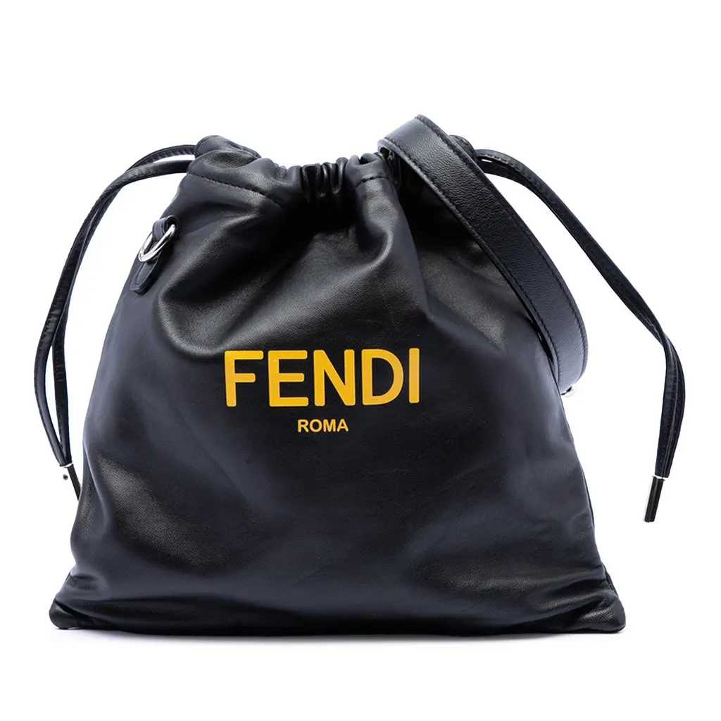 Fendi Leather Pack Pouch Bag Black Leather Very good - Front View