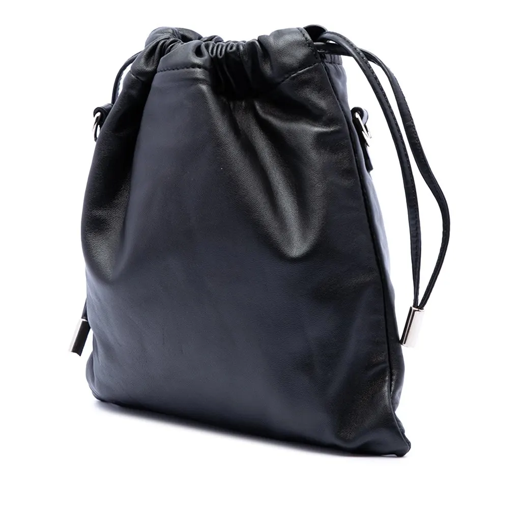 Fendi Leather Pack Pouch Bag Black Leather Very good - Back View
