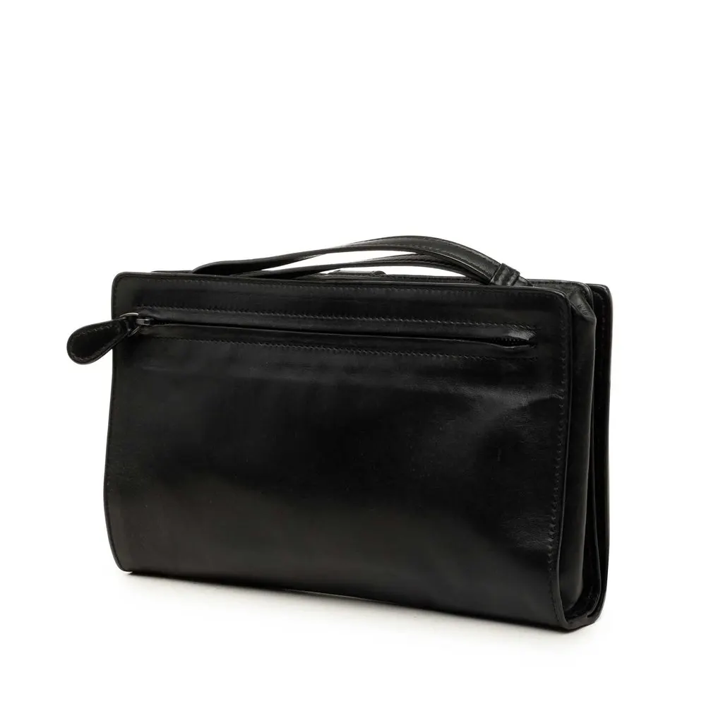 Bottega Veneta Intrecciato Trimmed Nappa Clutch Black Leather Good - Back View