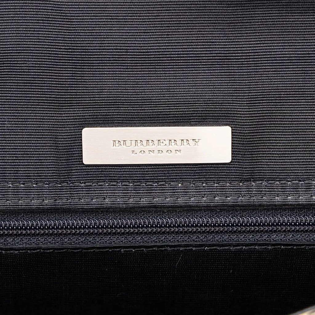 Burberry Nova Check Canvas Trimmed Leather Shoulder Bag Black Leather Good - Box View