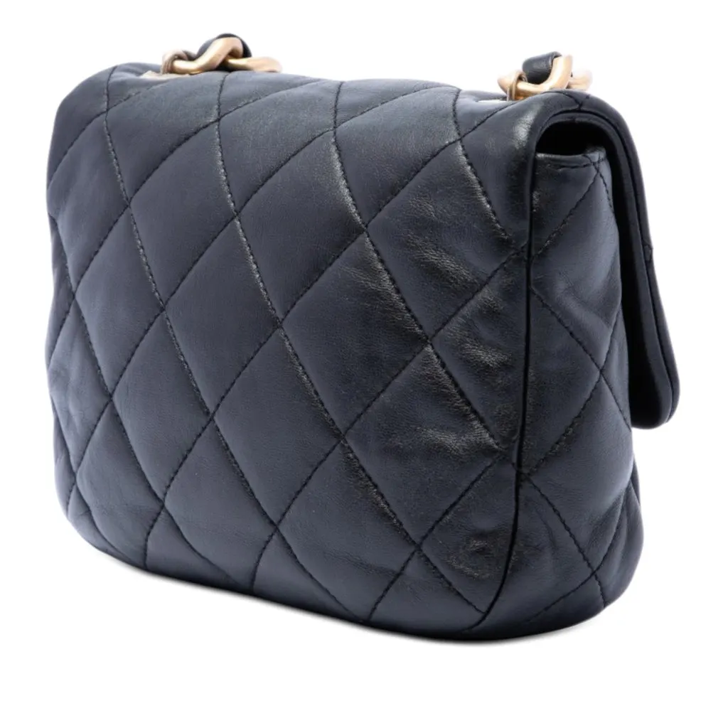 Chanel Mini Quilted Lambskin Candy Chain Flap Black Leather Very good - Back View