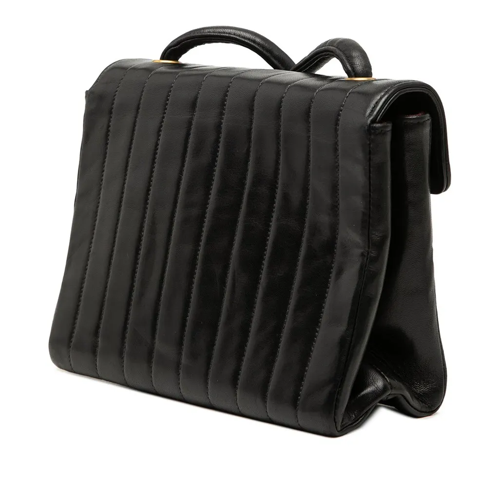 Chanel Small CC Vertical Quilted Lambskin Single Flap Black Leather Very good - Back View