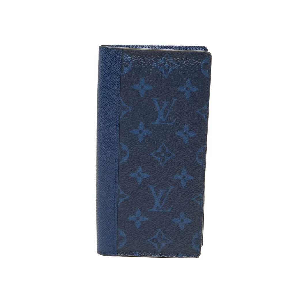 Louis Vuitton Monogram Taigarama Brazza Bifold Long Wallet Blue Very good - Front View