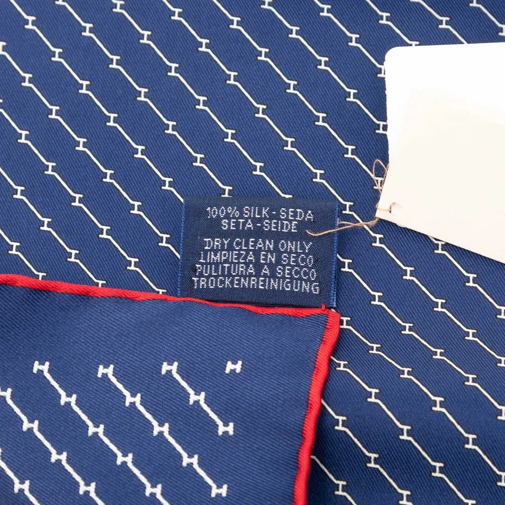 Hermès Geometric Pocket Square Silk Handkerchief Blue Never worn - Inside View